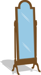 Reflection and Perspective: A decorative wooden mirror stands gracefully, capturing the essence of reflection and offering a window to different perspectives.