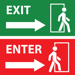 Navigational Guidance: An instructive presentation of entry and exit signage, highlighting clear directional instructions and essential safety protocols.