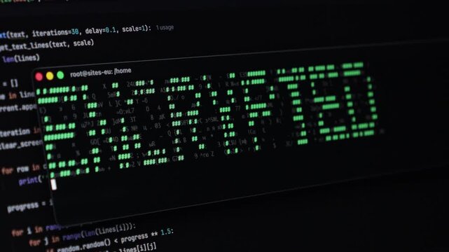 Close-up of a computer screen showing a code sequence with the message nothink, representing digital restrictions, encrypted text, and AI limitations in modern technology