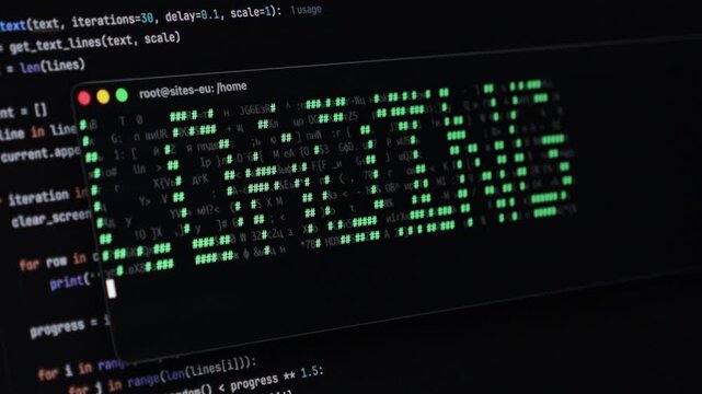 Terminal screen displaying loading text, indicating progress on a server or backend system during a software deployment process. Zoom