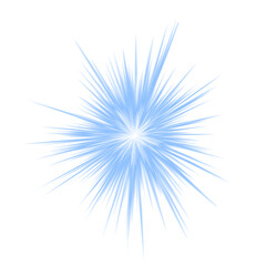 Bright blue starburst explosion isolated on transparent background