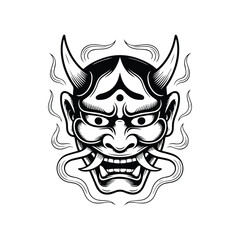 Hannya Mask Style Vector Art Traditional Japanese Demon Design