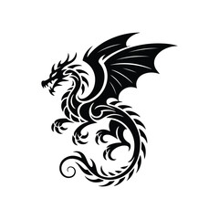Mythical Beast Illustration Tribal Winged Dragon Vector