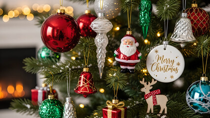 Christmas ornaments in winter 