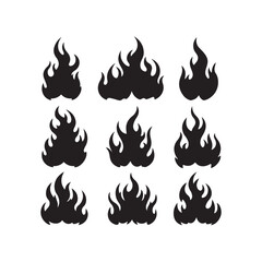 Fire Silhouettes Collection,Fire Silhouettes,Vector Fire Silhouettes,Blazing Fire Silhouettes,fire vector