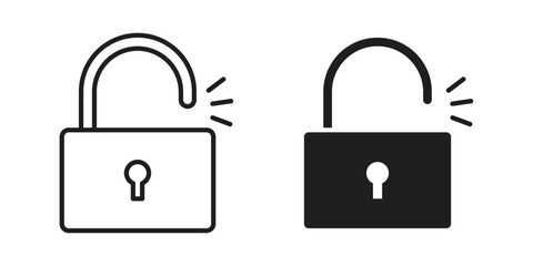Unlock icons set. Simple set of vector illustrations