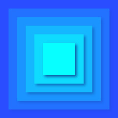Abstract geometric pattern with concentric squares in blue shades.