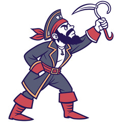 Captain pirate with beard illustration cartoon character