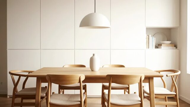 A cluttered dining room transforms into a clean, minimalist space. The before and after showcases a dramatic home organization.