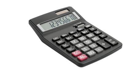 Modern professional digital calculator for business, finance, and mathematical operations, isolated.