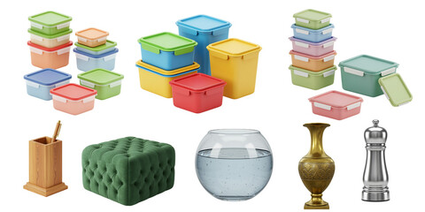 set of plastic bottles isolated on white