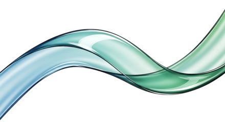 Abstract Flowing Wavy Transparent Liquid Stream Element with Blue and Green Colors