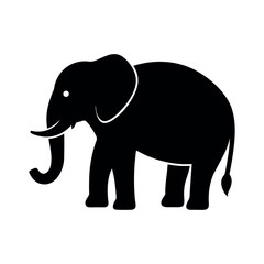 Obraz premium Solid black elephant silhouette, simple minimal vector, white background, flat design
