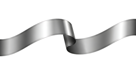 Flowing silver ribbon banner design element with metallic sheen