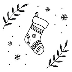 Christmas Sock icon, vector, illustration, black  socks silhouette vector, festive socks