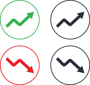 Upward and downward icon set. Increase Decrease Icons. Growth and decline signs. Vertical movement sign. Directional arrows symbols.
