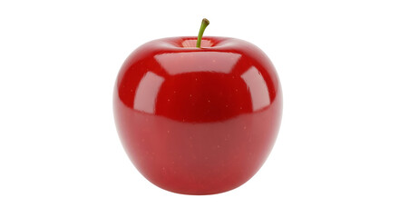 Vibrant Red Apple with Green Stem Isolated on Transparent Background, Studio Shot