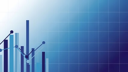 Abstract blue chart with ascending trend and data points on a grid background