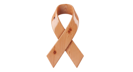 Wooden Awareness Ribbon Symbolizing Support for Various Causes, Isolated on Transparent Background