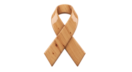 Wooden Awareness Ribbon Symbolizing Support and Charity Isolated on Black Background