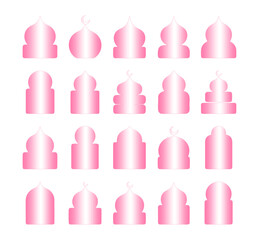 Ramadan icon set with various islamic symbols on transparent background silhouette