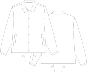 Coach Jacket flat sketch technical drawing front and back view © Amna Asif