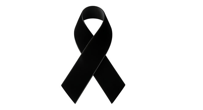Black Ribbon Symbolizing Mourning, Remembrance, Awareness, Solidarity, and Support on Isolated Background - Powered by Adobe