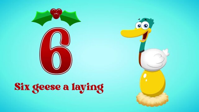 The 12 Days Of Christmas - 6th Day - Six Geese A Laying - 4K Animation Video Motion Graphics With Background