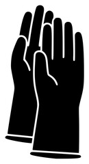 Obraz premium A black and white silhouette of two hands clapping together, black, hand, icon, illustration, profile, sign, symbol, against transparent background