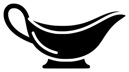 A black and white silhouette of a gravy boat, black, icon, illustration, jug, lamp, pitcher, profile, tea pot, against transparent background