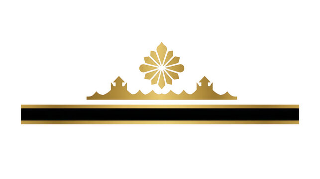 Gold floral crown with geometric flower black stripe and castle silhouette elegant and luxurious suitable for royal ceremonial or decorative design exuding sophistication and prestige - Powered by Adobe
