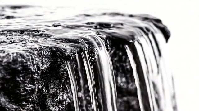 A serene black and white graph of a waterfall, perfect for use in editorial or commercial projects where a calm atmosphere is desired