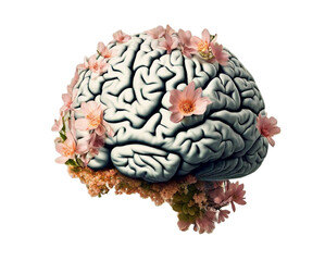 Floral Brain &mdash; Mental Health, Mindfulness, and Inner Growth Concept