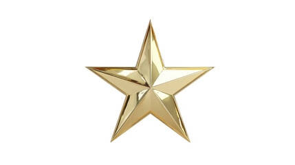 Golden star shiny metallic five pointed shape isolated on transparent background symbol of achievement success reward and celebration elegant and decorative