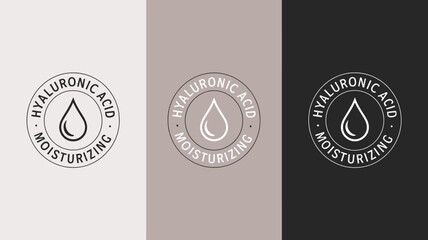 Hyaluronic Acid Moisturizing Icon Logo Design for Skincare Product Packaging and Cosmetic Brand Labeling Symbol Set in Tones