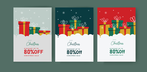 vector illustration of merry christmas sale offer banner poster with gift box