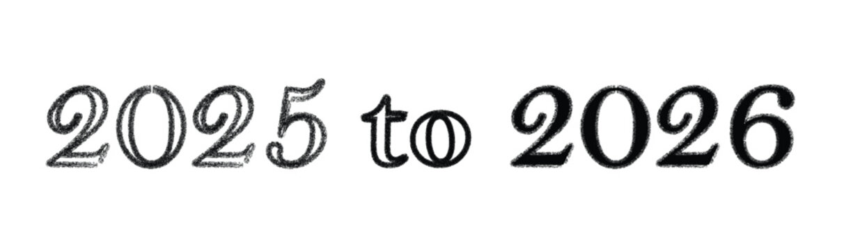 2025 to 2026, Elegant Hand-Drawn Calligraphy Year Transition Vector Illustration