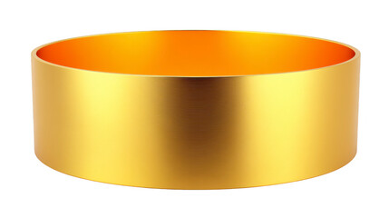 Golden metal cylinder shiny surface smooth texture orange interior modern design isolated on white luxury minimalistic elegant decorative object contemporary style