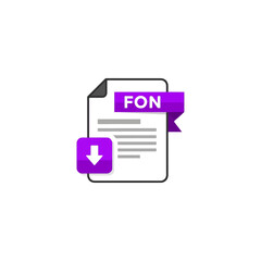 Download FON File Icon, Document with Purple Ribbon and Arrow Symbol, Digital Data Transfer Concept Vector Illustration