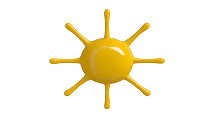 Obraz premium Yellow sun icon glossy style isolated on transparent background radiating rays cheerful and bright suitable for summer weather or children themes evokes happiness and warmth