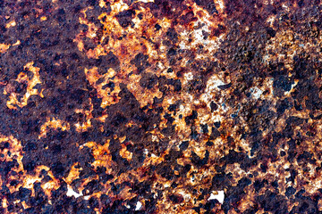 Close-Up Of Highly Weathered Rusty Metal With Jagged Edges And Rich Oxidation Textures