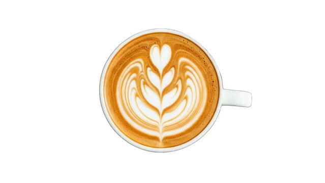 Latte Art Coffee Cup Overhead View - Powered by Adobe