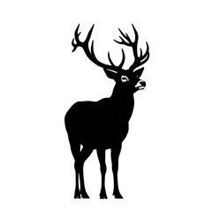 Obraz premium Silhouette of a deer with large antlers, representing nature's strength, resilience, and freedom, perfect for wildlife and outdoors concepts