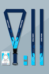 Lanyard Design Template Set for All Company In blue Color combinations EPS 10