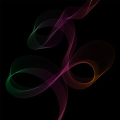 Purple Smoky abstract wave on a black background. Vector design element. If Template for advertisement, banner, brochure, screen saver. Eps 10