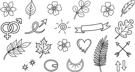 Collection of hand drawn doodle icons and symbols for design