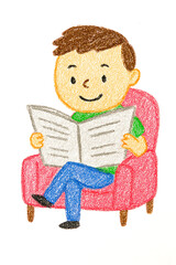 Boy Reading a Newspaper in a Cozy Armchair