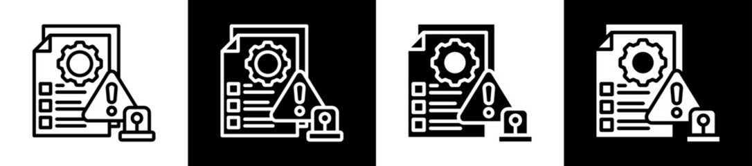 Fototapeta premium Incident Management Icon Set In Black And White Filled Style Collection