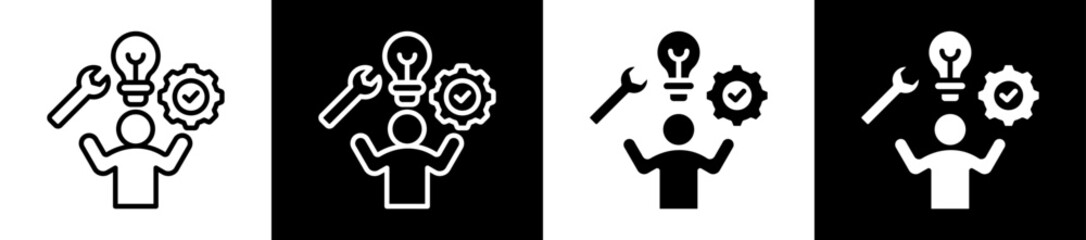 Capability Management Icon Set In Black And White Filled Style Collection