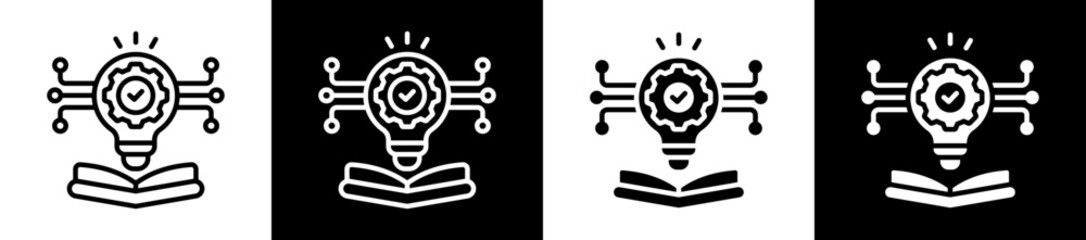 Knowledge Management Icon Set In Black And White Filled Style Collection